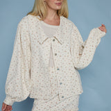 Athena Floral Oversized  Denim Jacket - Taupe