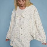 Athena Floral Oversized  Denim Jacket - Taupe