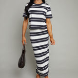 Caelynn Striped Midi Skirt