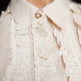 Enya Embroidered Lace Ruffle Top