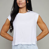 Sonya Cropped Muscle Tee - White