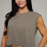 Sonya Cropped Muscle Tee - Pebble Coast