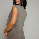 Sonya Cropped Muscle Tee - Pebble Coast