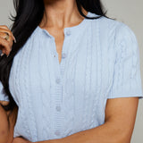 Frances Short Sleeve Cardigan - Skyline