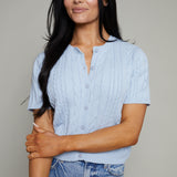 Frances Short Sleeve Cardigan - Skyline