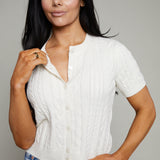 Frances Short Sleeve Cardigan - Cloud