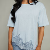 Pauline Slub Knit Lace Hem Tee
