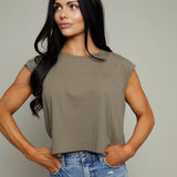 Sonya Cropped Muscle Tee - Pebble Coast