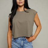 Sonya Cropped Muscle Tee - Pebble Coast