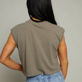 Sonya Cropped Muscle Tee - Pebble Coast