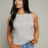 Beth Airy Knit Jersey Tank - Heather Grey