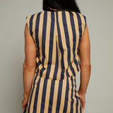 Kayla Striped Crop Top With Buttons