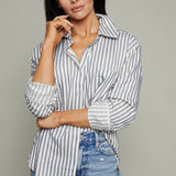 Pia Striped Lightweight Button Up