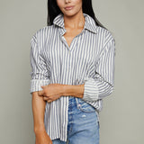 Pia Striped Lightweight Button Up
