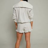 Jolene Striped Long Sleeve Collared Blouse - Cream