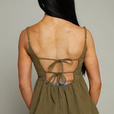 Lena Bow Trim Peplum Top - Olive