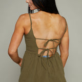 Lena Bow Trim Peplum Top - Olive