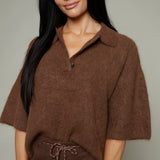 Perri Boxy Short Sleeve Polo Sweater