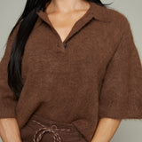 Perri Boxy Short Sleeve Polo Sweater