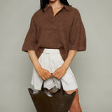 Perri Boxy Short Sleeve Polo Sweater