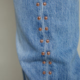 Kirby Mid Rise Bowed Straight Leg Jeans - Star Studded