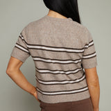 Tessa Stripe Short Sleeve Sweater - Heather Ash