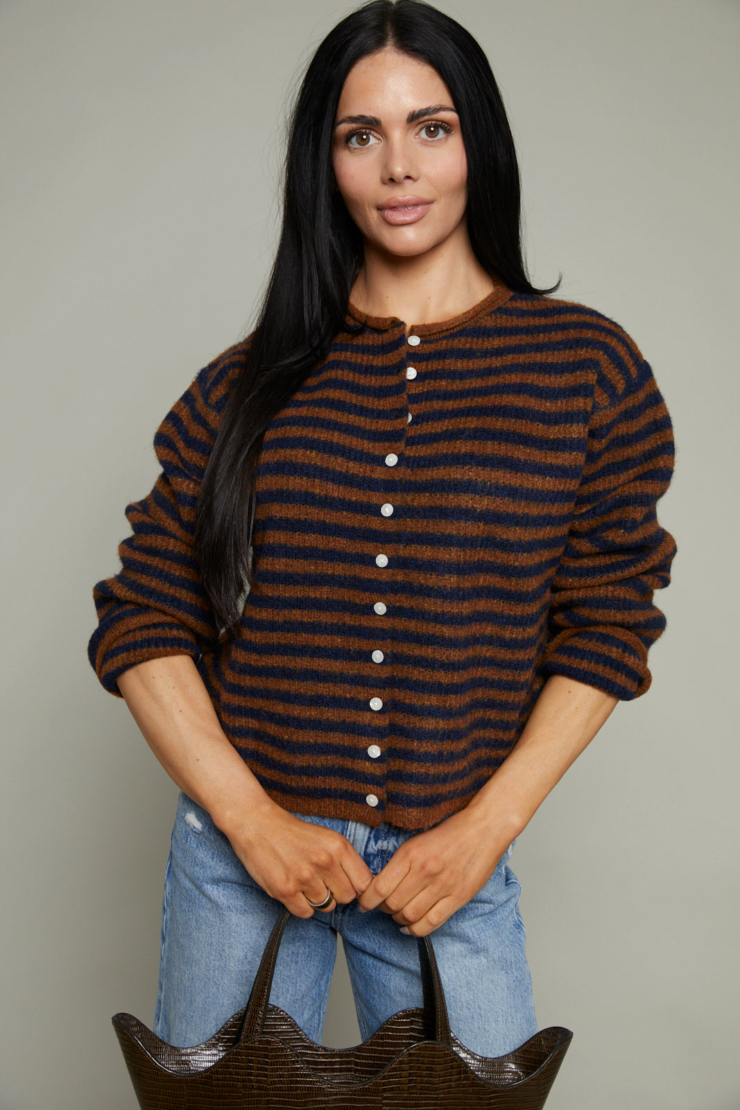 Haven Striped Button Front Cardigan