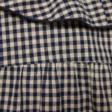 Makenna Gingham Ruffled Collar Blouse - Navy/Stone
