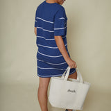 Wyatt Jersey Tee Mini Dress - Blue Stripe