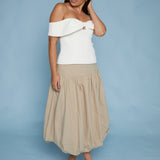 Kia Drop Waist Bubble Hem Midi Skirt