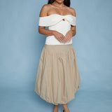 Kia Drop Waist Bubble Hem Midi Skirt