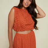 Briley Eyelet Crop Top - Rust