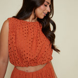 Briley Eyelet Crop Top - Rust