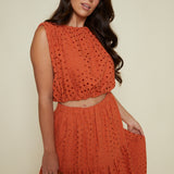 Briley Eyelet Crop Top - Rust