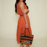Jayne Eyelet Tiered Midi Skirt - Rust