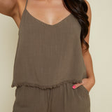 Catalina Cropped Linen Tank