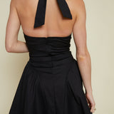 Nicole V Neck Halter Mini Dress - Black