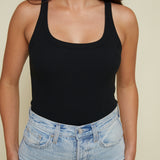 Velma Feather Rib Bodysuit - Black