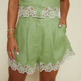 Lonnie Linen Embroidered Shorts