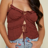 Bea Tie-Front Top - Brown