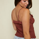 Bea Tie-Front Top - Brown