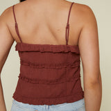 Bea Tie-Front Top - Brown