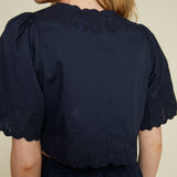 Alba Embroidered Cropped Front Tie Blouse