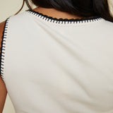 Kane Whipstitch Rib Knit Tank - Crystal