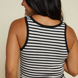 Cecelia Striped Scoop Tank - Black