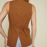 Beeba Longline Asymmetrical Vest - Brown