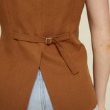 Beeba Longline Asymmetrical Vest - Brown