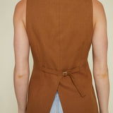 Beeba Longline Asymmetrical Vest - Brown