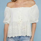 Larissa Embroidered Front Tie Top