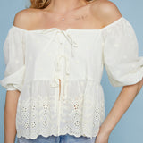 Larissa Embroidered Front Tie Top